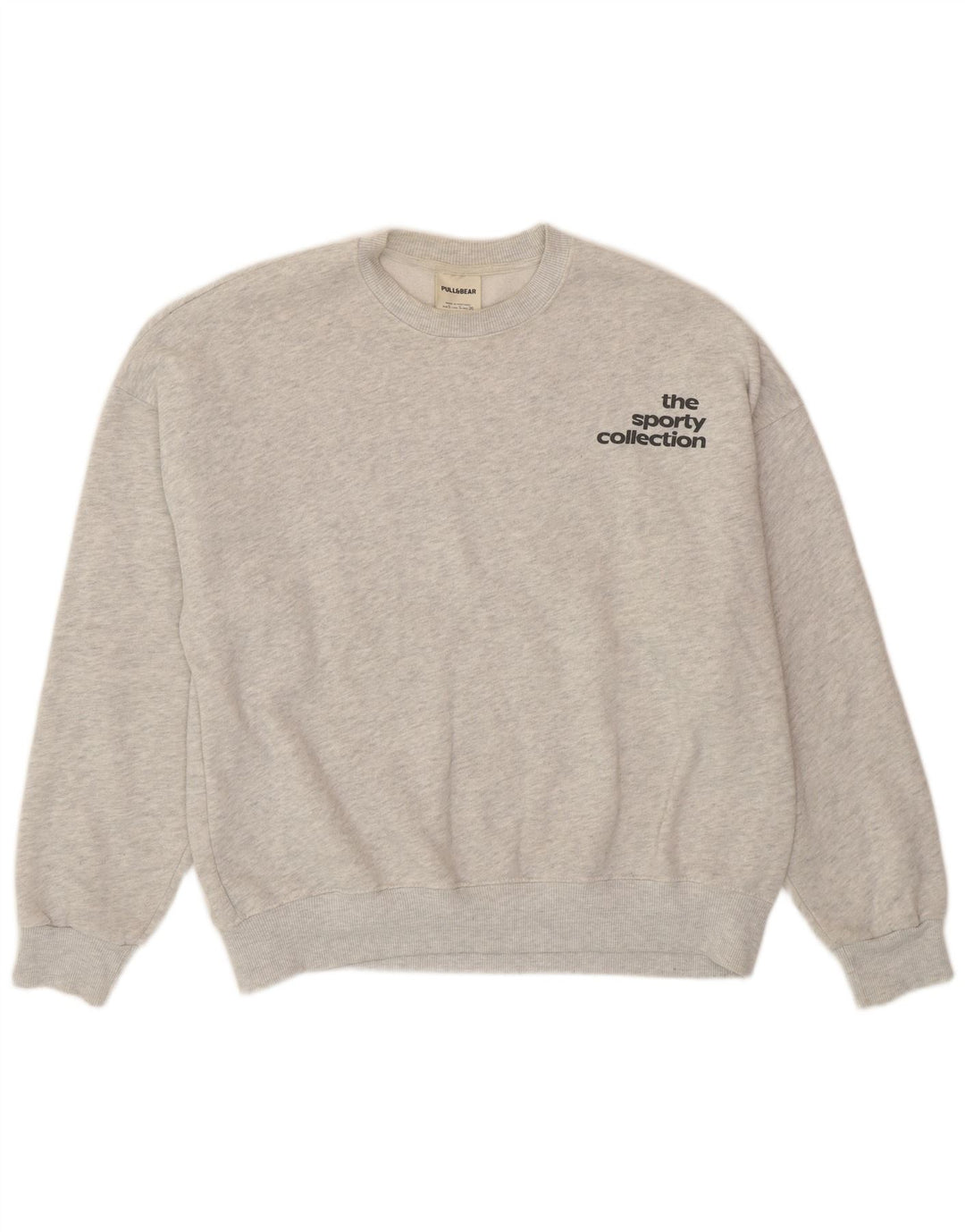 Pull & Bear - Sudadera gráfica para mujer, talla 40, talla pequeña, color gris moteado