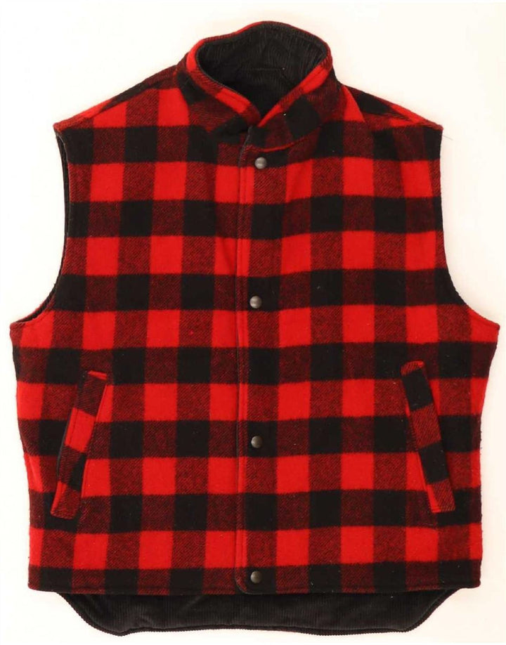 Woolrich Chaleco de pana reversible para hombre Reino Unido 38 Lana negra mediana