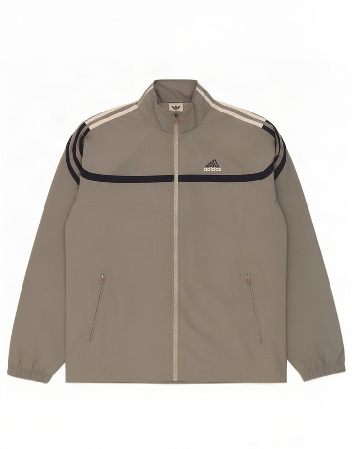 Adidas - Chaqueta de chándal gráfica para hombre, talla 40/42, poliéster gris medio
