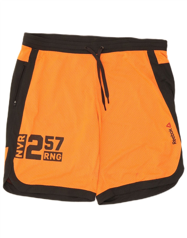 Reebok Shorts deportivos con gráficos para hombre Poliéster color block naranja medio