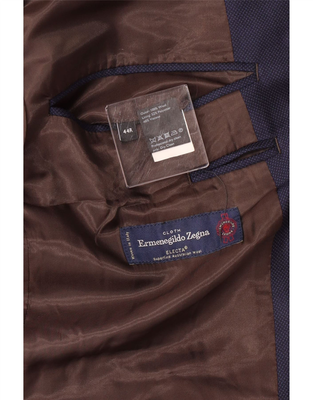 ERMENEGILDO ZEGNA Chaqueta tipo blazer de 2 botones para hombre UK 44 2XL Lana azul marino