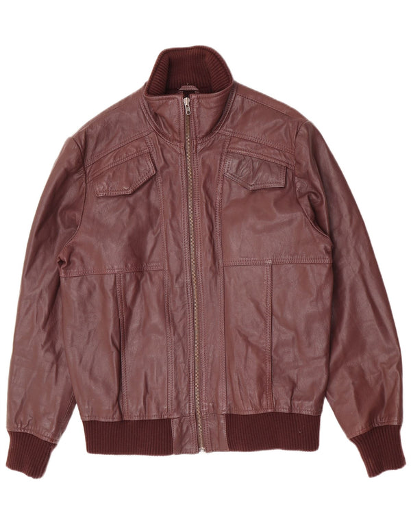 Chaqueta de cuero para hombre seleccionada UK 40 Large Cuero granate