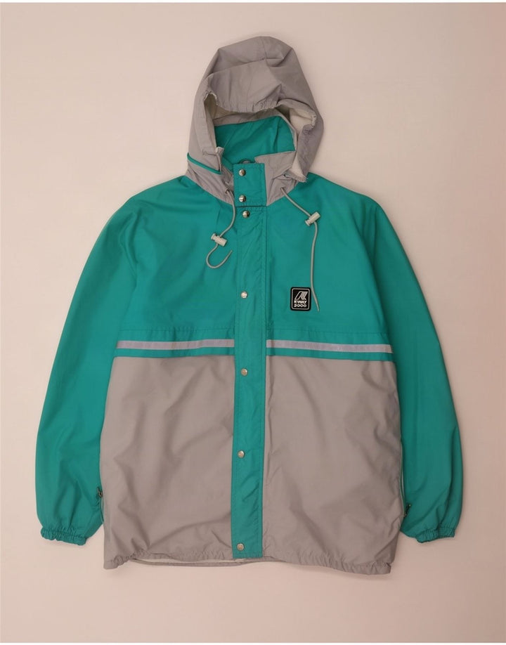K-Way Chaqueta impermeable con capucha para hombre, talla 40, talla grande, color turquesa, poliamida