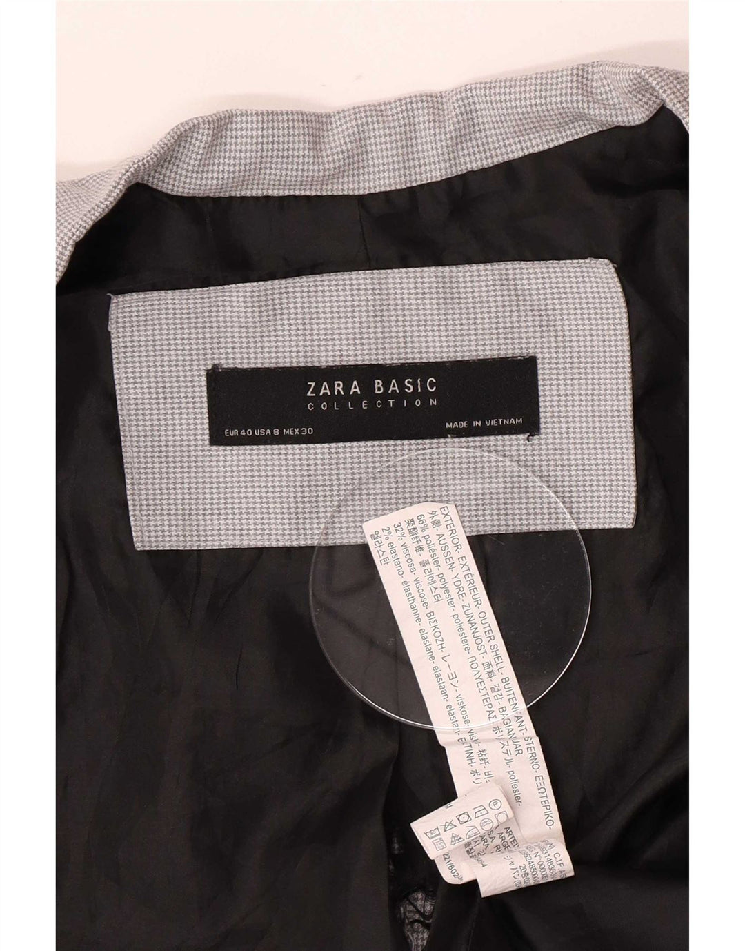 Chaqueta Blazer de 1 botón Zara Mujer EU 40 Poliéster pata de gallo gris medio