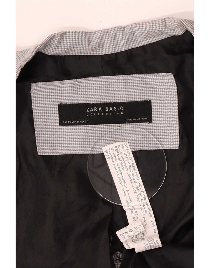 Chaqueta Blazer de 1 botón Zara Mujer EU 40 Poliéster pata de gallo gris medio