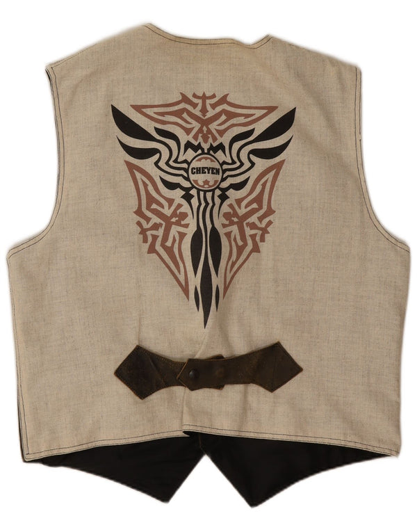 Chaleco gráfico vintage para hombre grande caqui