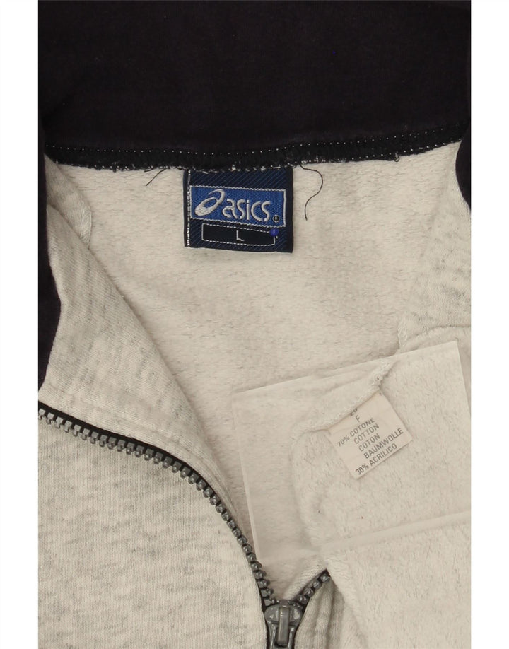 ASICS Hombre Graphic Zip Neck Sudadera Jumper Grande Gris Algodón