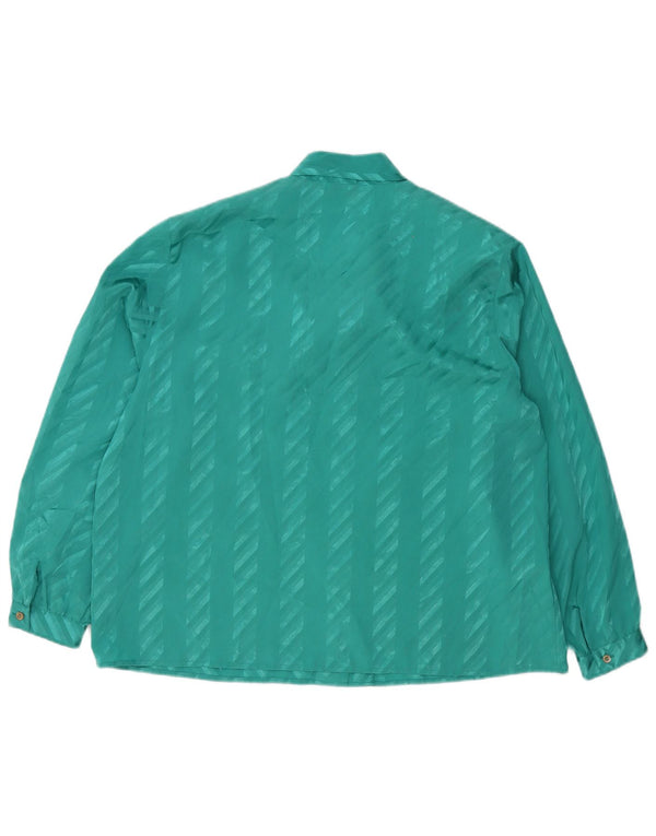 ELENA MIRO Blusa camisera con lazo frontal para mujer UK 20 2XL Verde a rayas