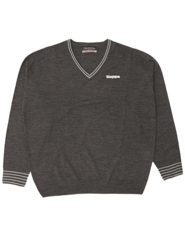 Kappa - Jersey con cuello en V para hombre, talla 2XL, acrílico gris