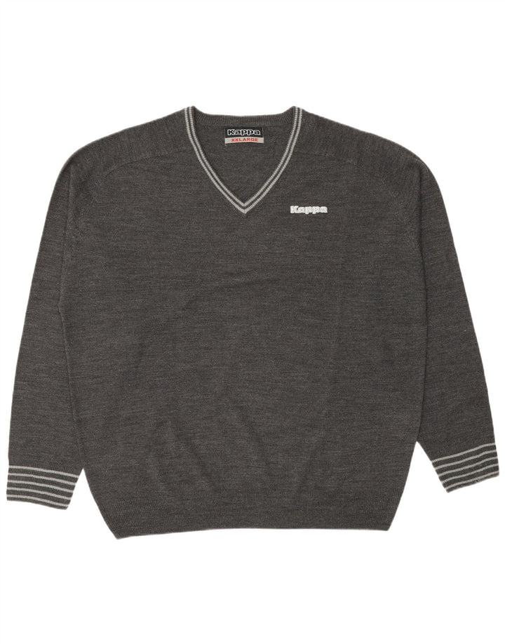 Kappa - Jersey con cuello en V para hombre, talla 2XL, acrílico gris