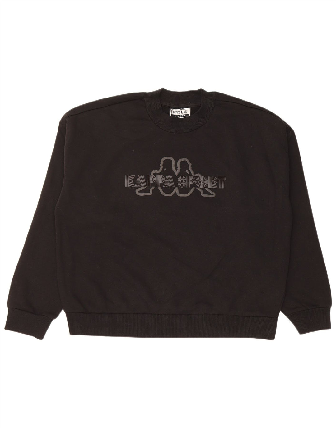 KAPPA Sudadera con gráfico recortado de gran tamaño para mujer UK 46 Large Black