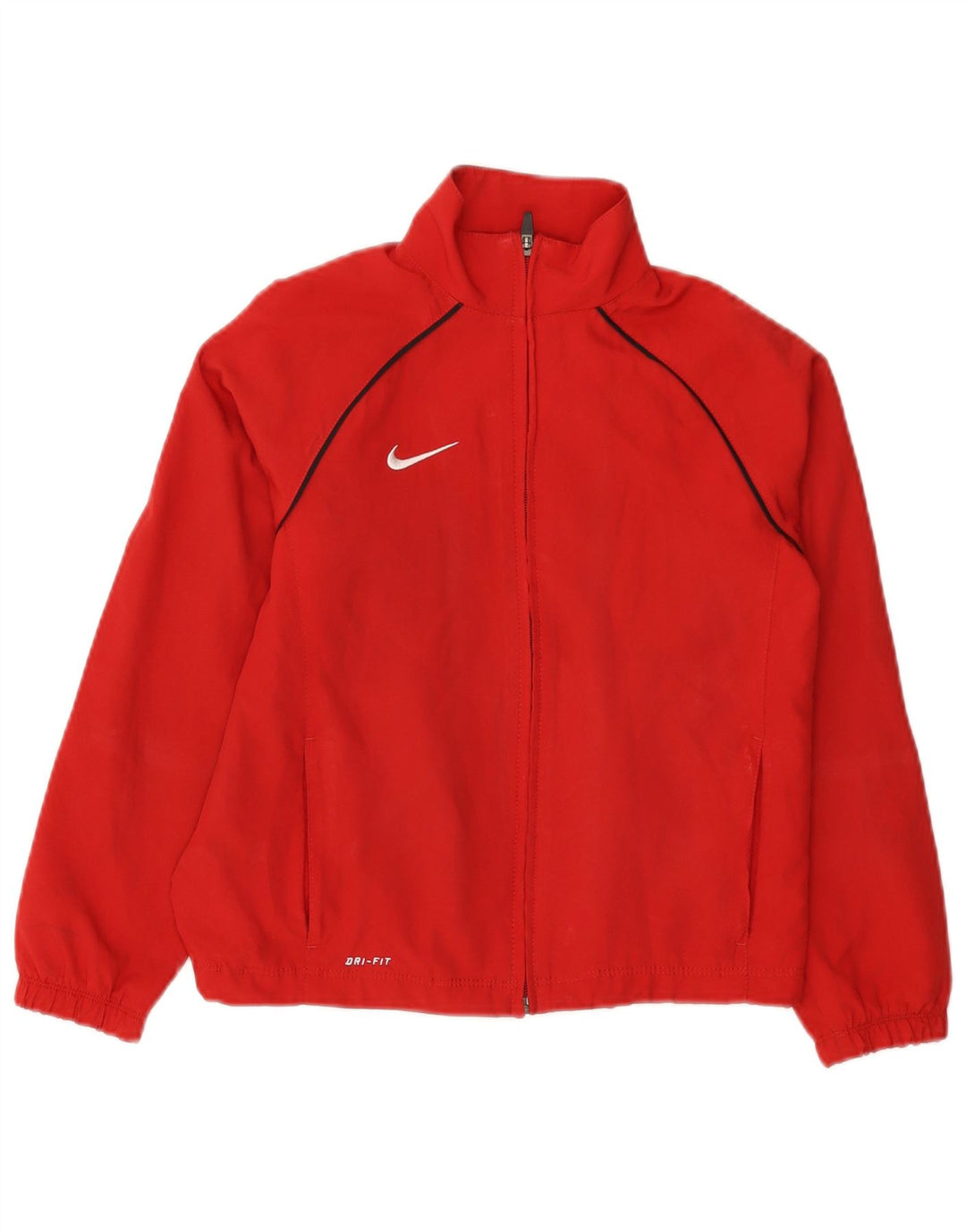 NIKE Boys Dri Fit Chándal Top Chaqueta 8-9 años Pequeño Rojo Poliéster
