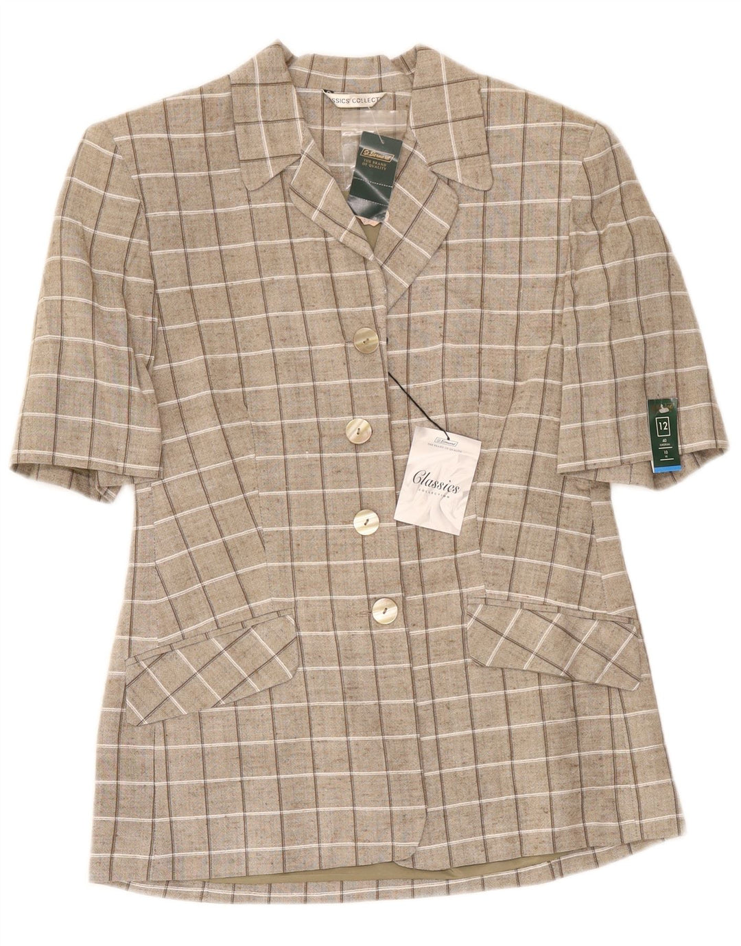 St. Bernard Cárdigan de Manga Corta para Mujer UK 40 Medium Brown Check
