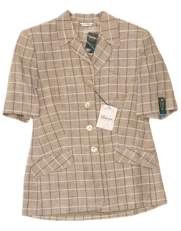 St. Bernard Cárdigan de Manga Corta para Mujer UK 40 Medium Brown Check