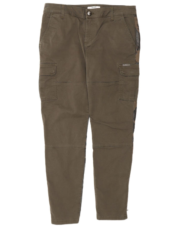 Liu Jo Womens Slim Cargo Trousers W31 L30 Khaki Camouflage Cotton