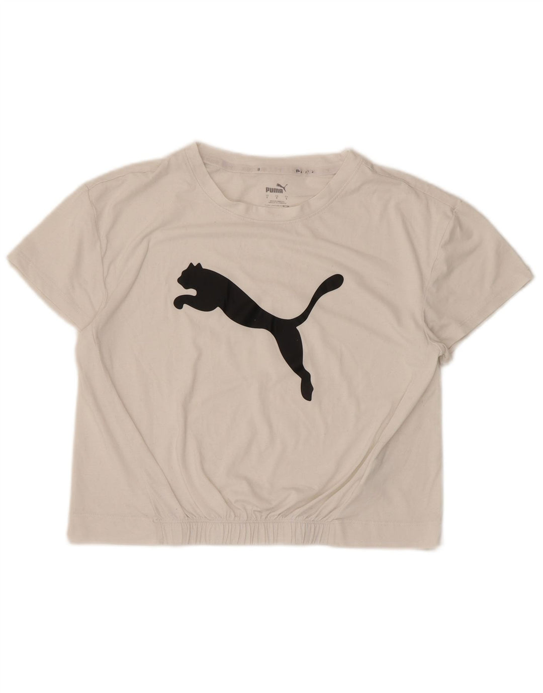Puma Mujer Crop Graphic Camiseta Top UK 10 Pequeño Poliéster Blanco