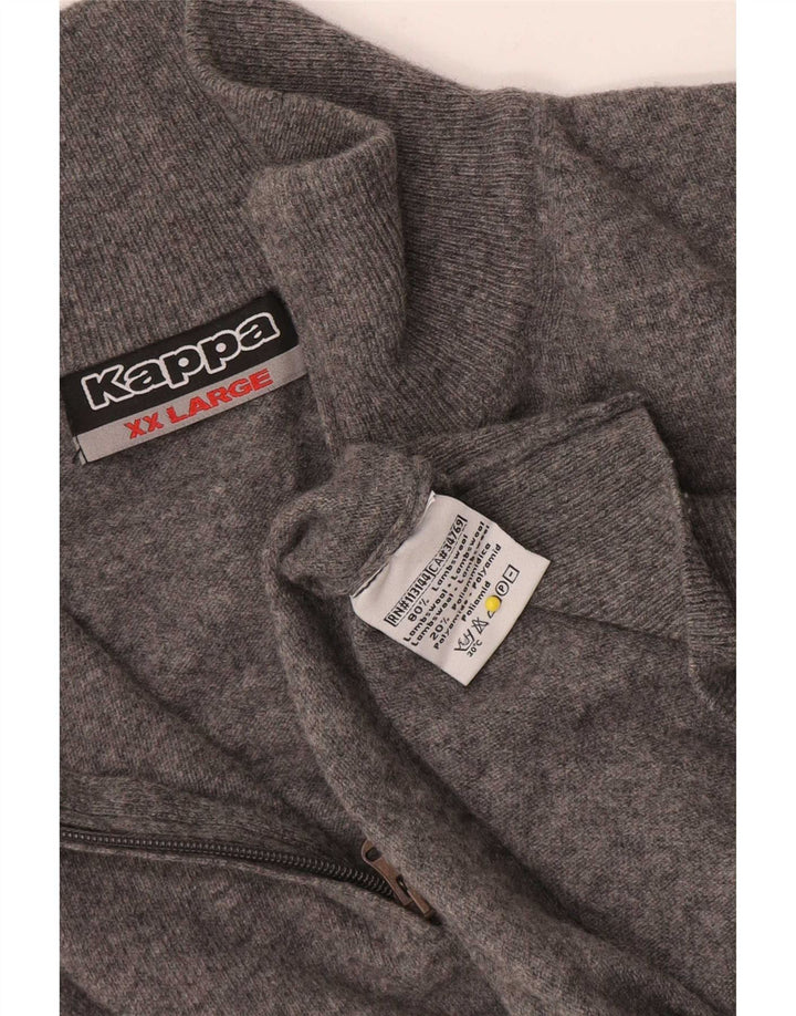 Kappa Jersey con cuello y cremallera para hombre, talla 2XL, lana de cordero gris