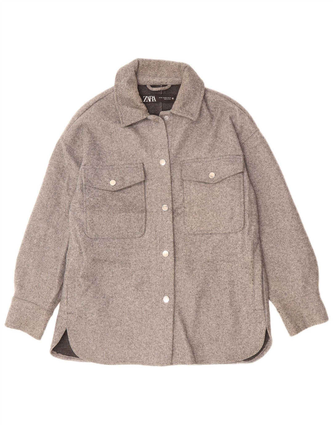 Zara Mujer Chaqueta Bomber Extragrande UK 6 XS Poliéster Gris