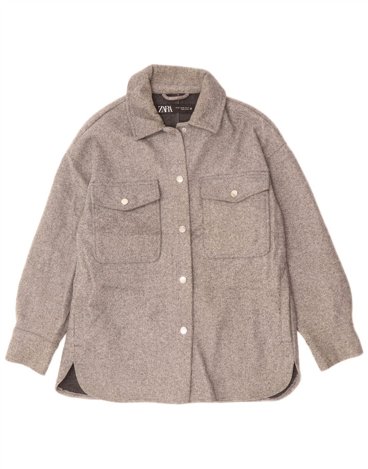 Zara Mujer Chaqueta Bomber Extragrande UK 6 XS Poliéster Gris
