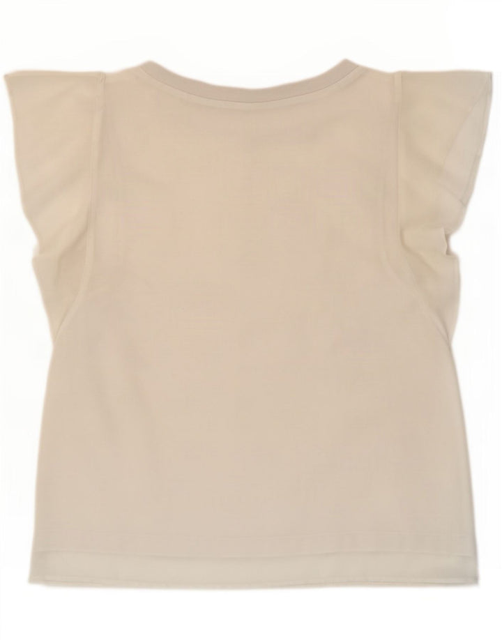 Zara Mujer Blusa Top UK 42 Medio Blanco Poliéster