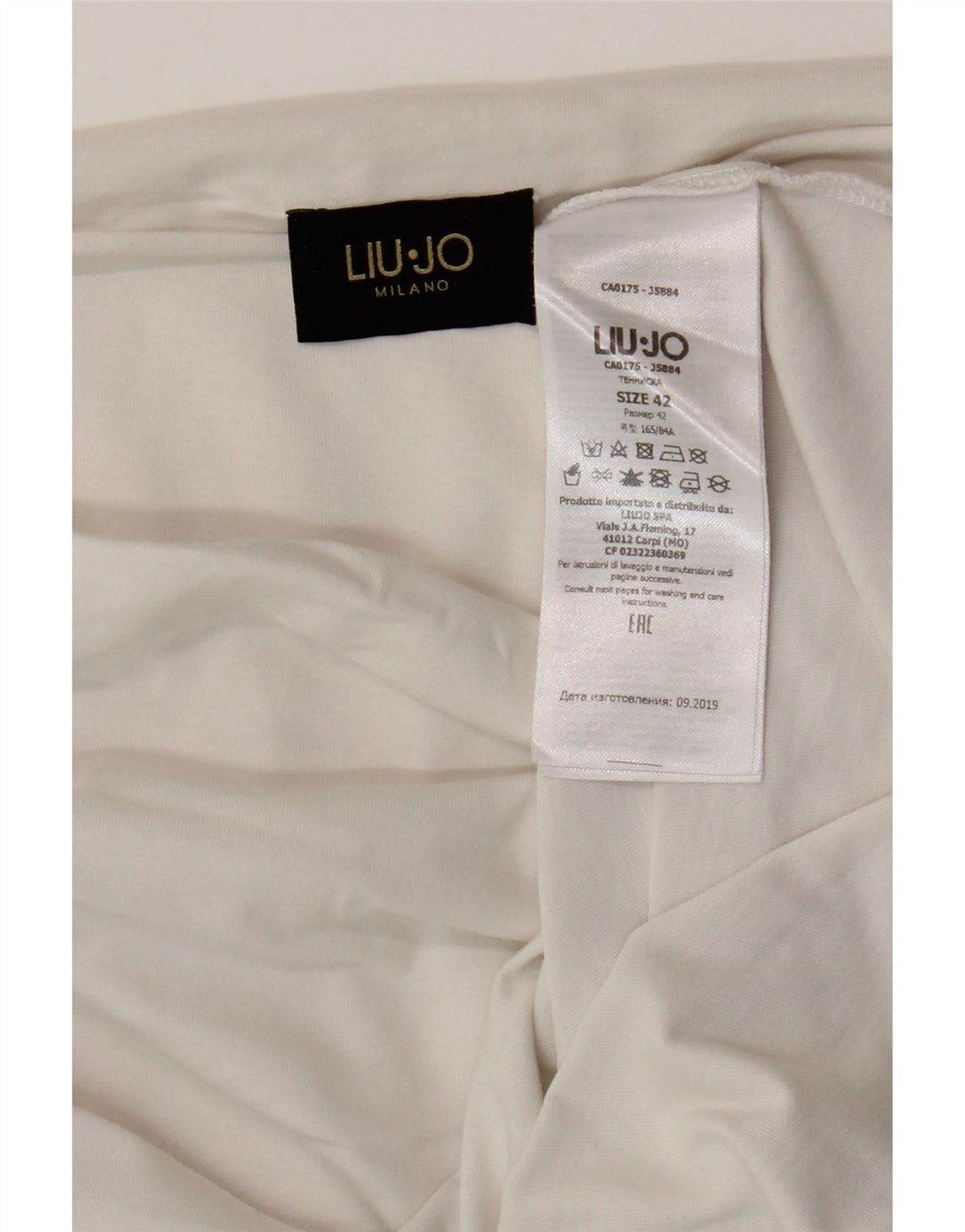 Liu Jo Mujer Camiseta Gráfica Top IT 42 Medium Blanco Algodón