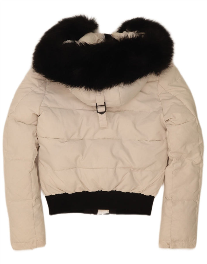 Superdry Chaqueta Acolchada Extragrande Con Capucha Para Mujer UK 8 Small Blanco Colorblock