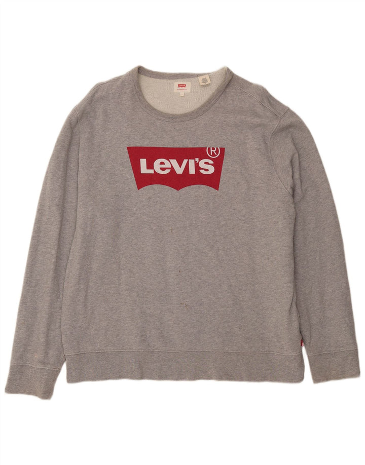 LEVI'S Mens Loose Fit Graphic Sweatshirt Jumper Large Grey Cotton