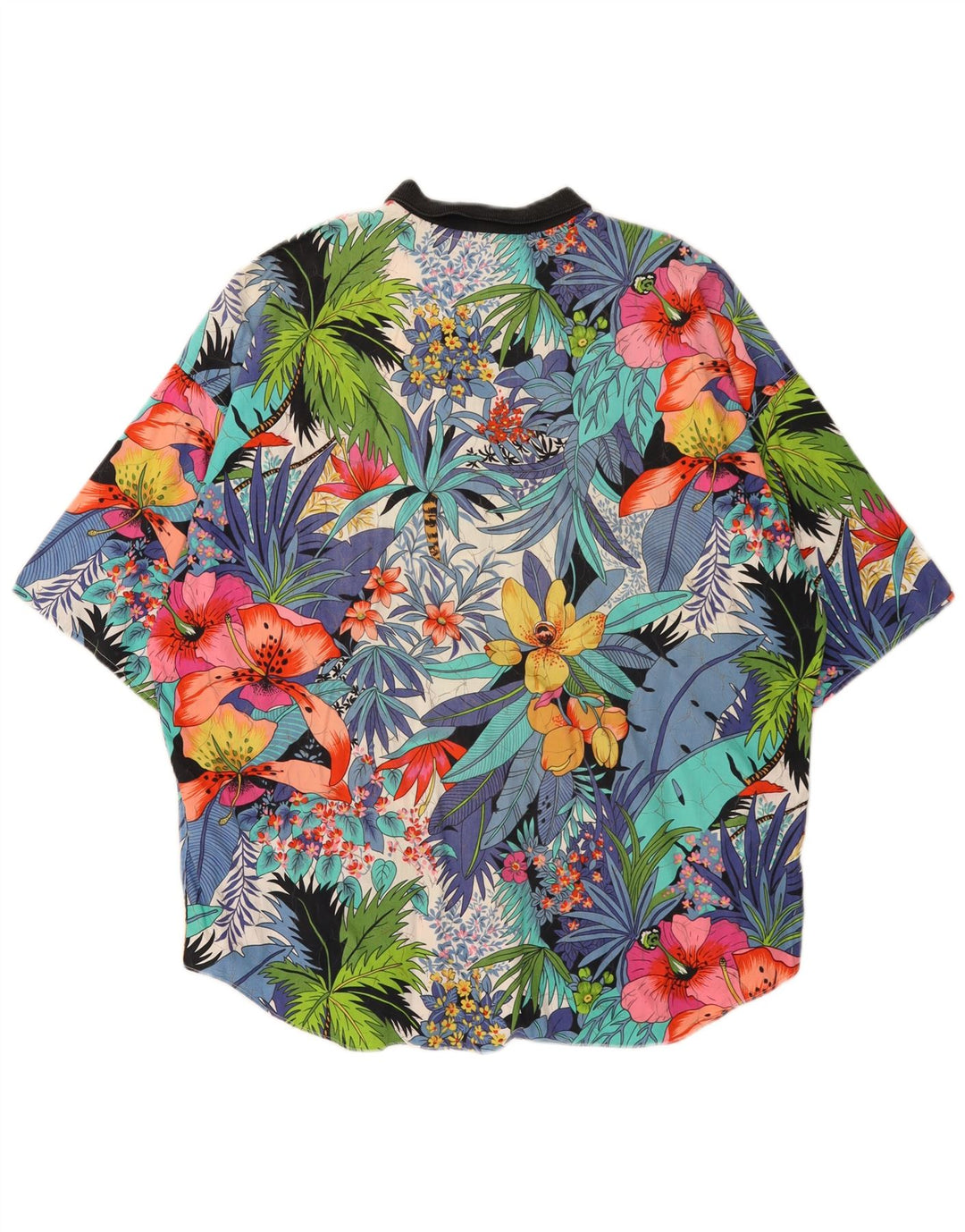 Vintage hombres manga corta pullover camisa XL multicolor floral