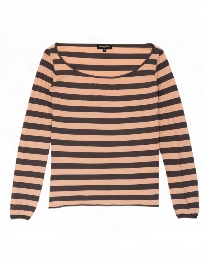 Massimo Dutti Top Mujer Manga Larga UK 40 Small Viscosa Rayas Rosa
