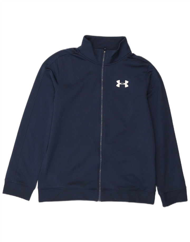 UNDER ARMOUR Boys Tracksuit Top Jacket 11-12 Years Large  Navy Blue