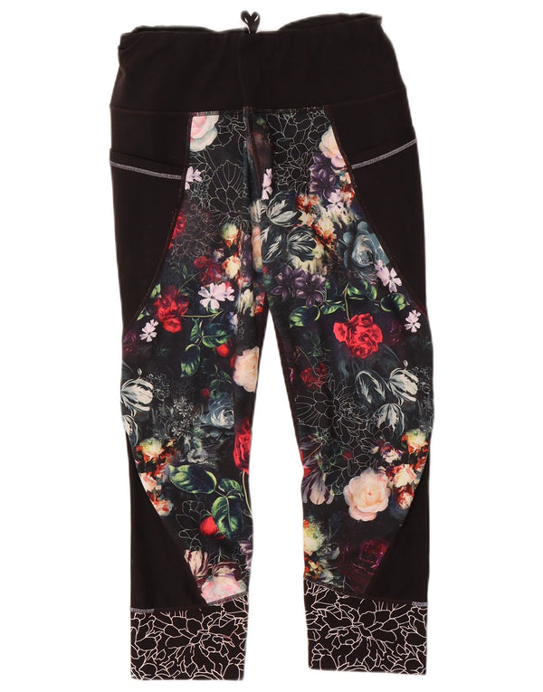 Athleta Leggings cortos para mujer UK 44 Mediano Negro Floral Poliéster