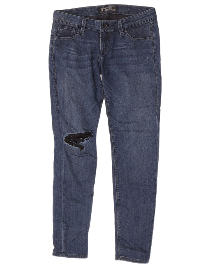 Guess Mujer Beverly Vaqueros Pitillo Desgastados W29 L27 Poliéster Azul
