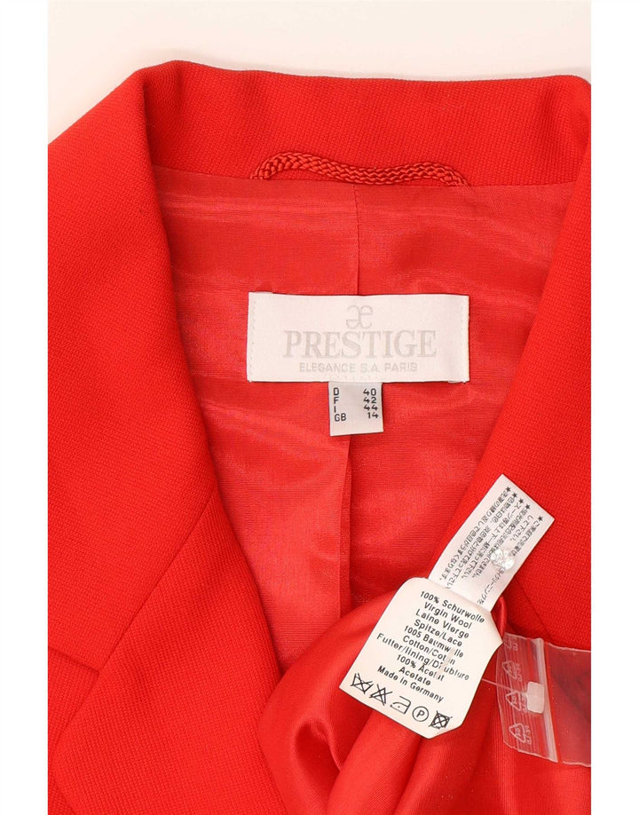 Chaqueta Blazer de 3 Botones para Mujer Prestige UK 40 Lana Virgen Floral Roja Mediana