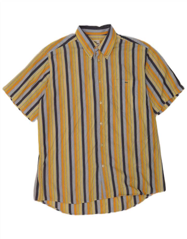 Camisa Lacoste Hombre Manga Corta Talla 42 Grande Algodón Rayas Multicolor