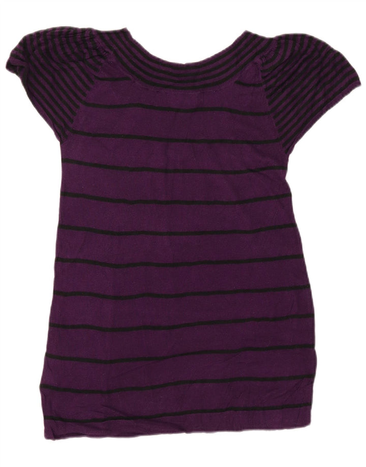 MOSSIMO Blusa para Mujer Top UK 8 Pequeño Algodón a Rayas Morado