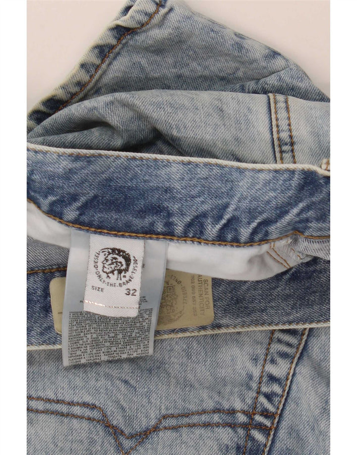 Diesel Hombre D-Mirk Slim Denim Shorts W32 Algodón Azul Medio