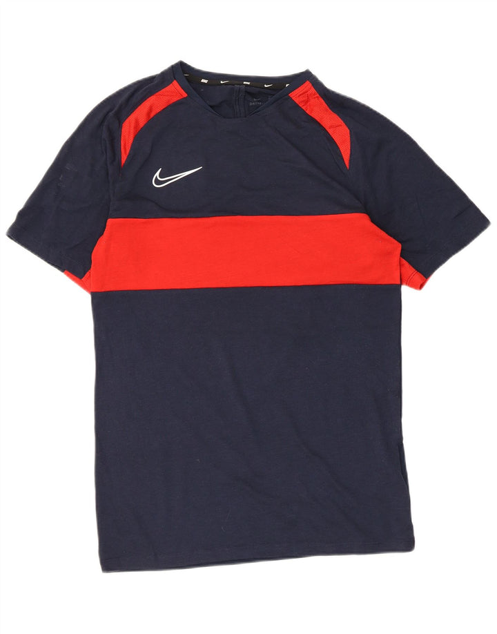 Camiseta Nike Dri Fit para hombre Top Small Azul marino Colorblock Poliéster