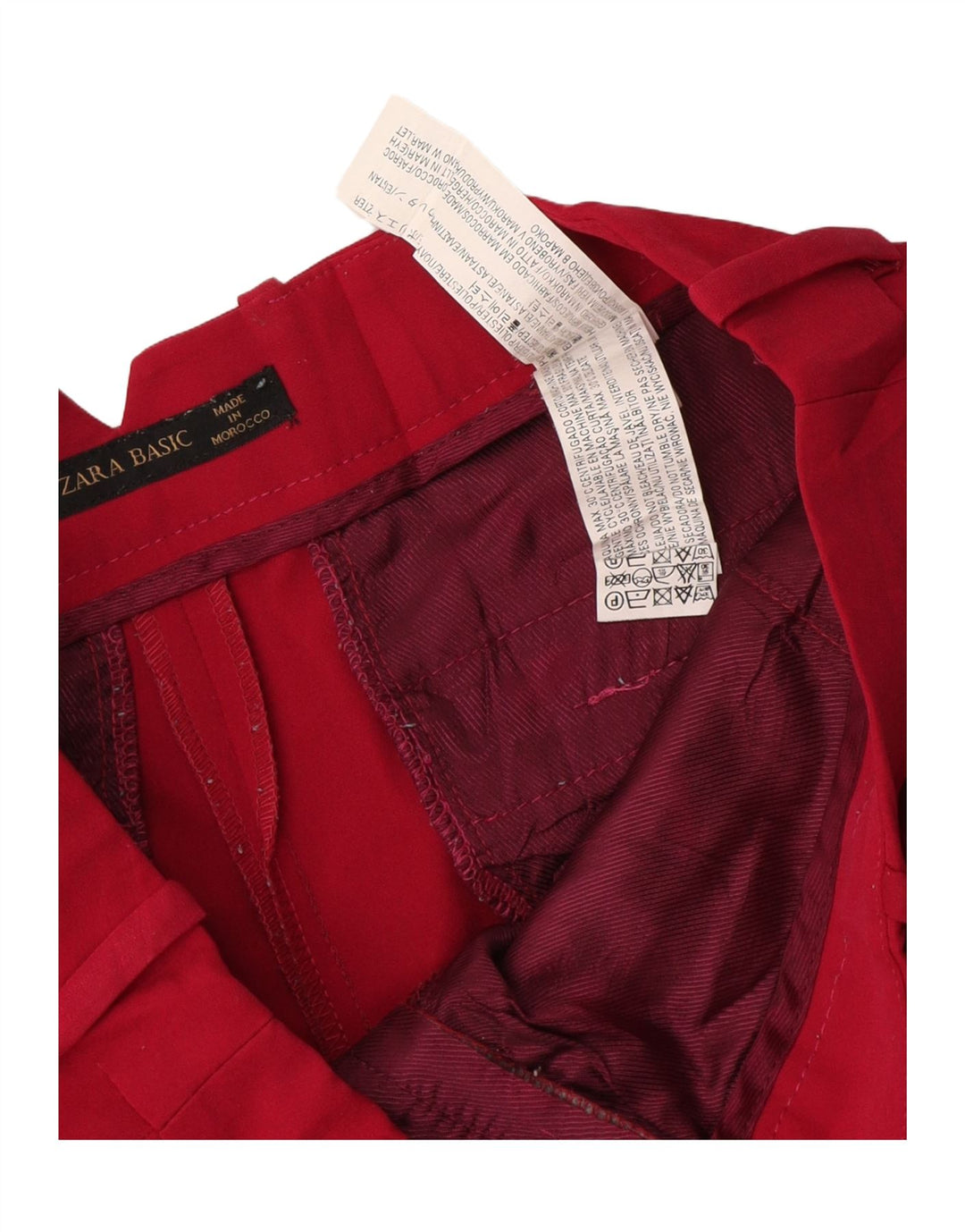 Zara Mujer Chino Shorts Small W26 Poliéster Rojo