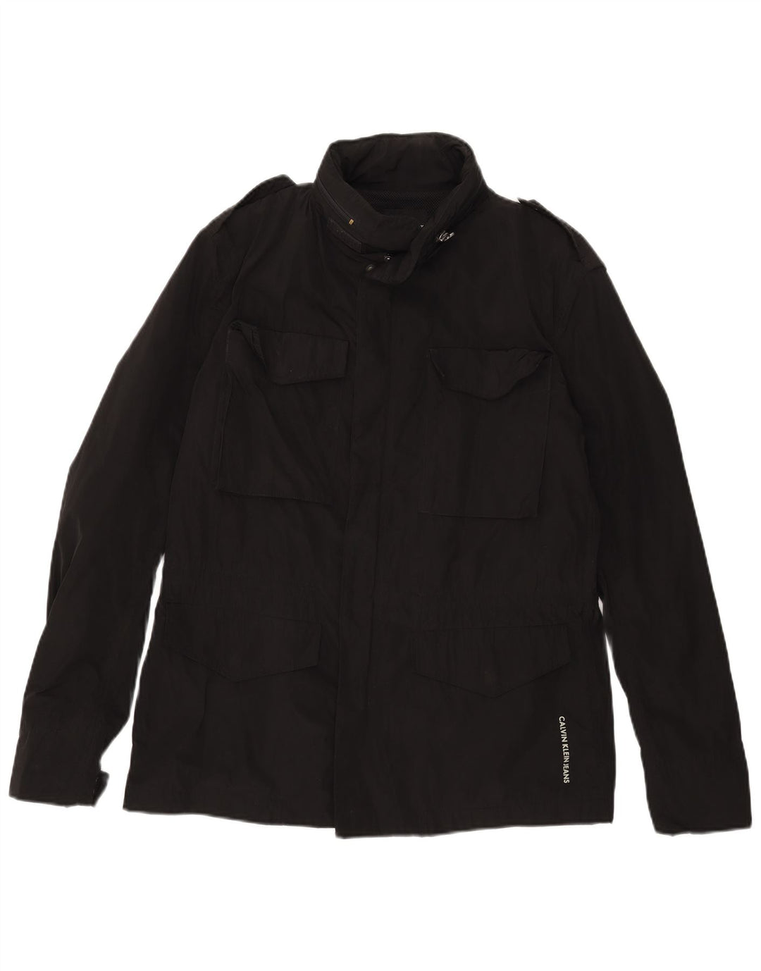 Calvin Klein Jeans Chaqueta militar para hombre UK 40 Grande Poliéster negro
