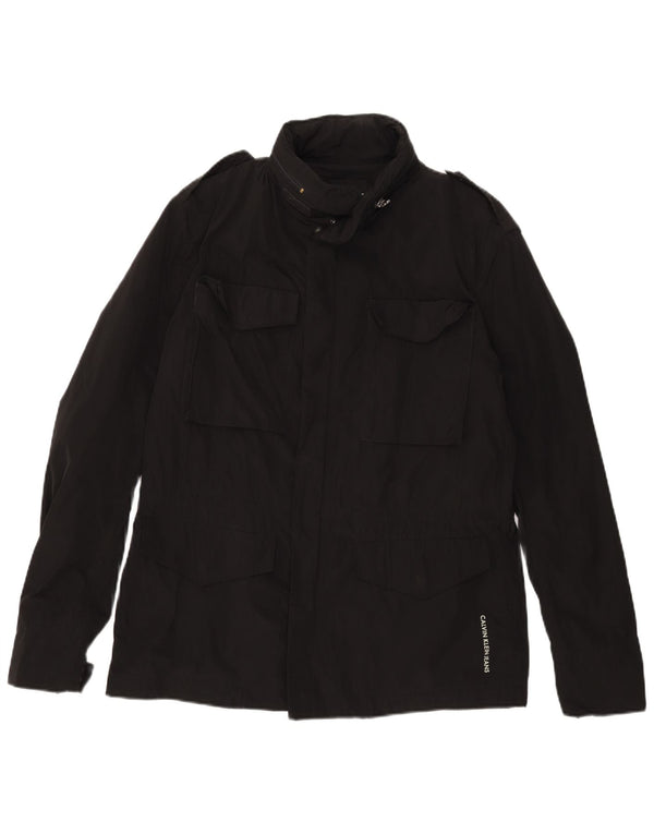 Calvin Klein Jeans Chaqueta militar para hombre UK 40 Grande Poliéster negro