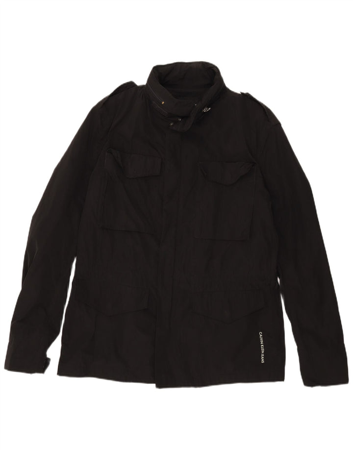 Calvin Klein Jeans Chaqueta militar para hombre UK 40 Grande Poliéster negro