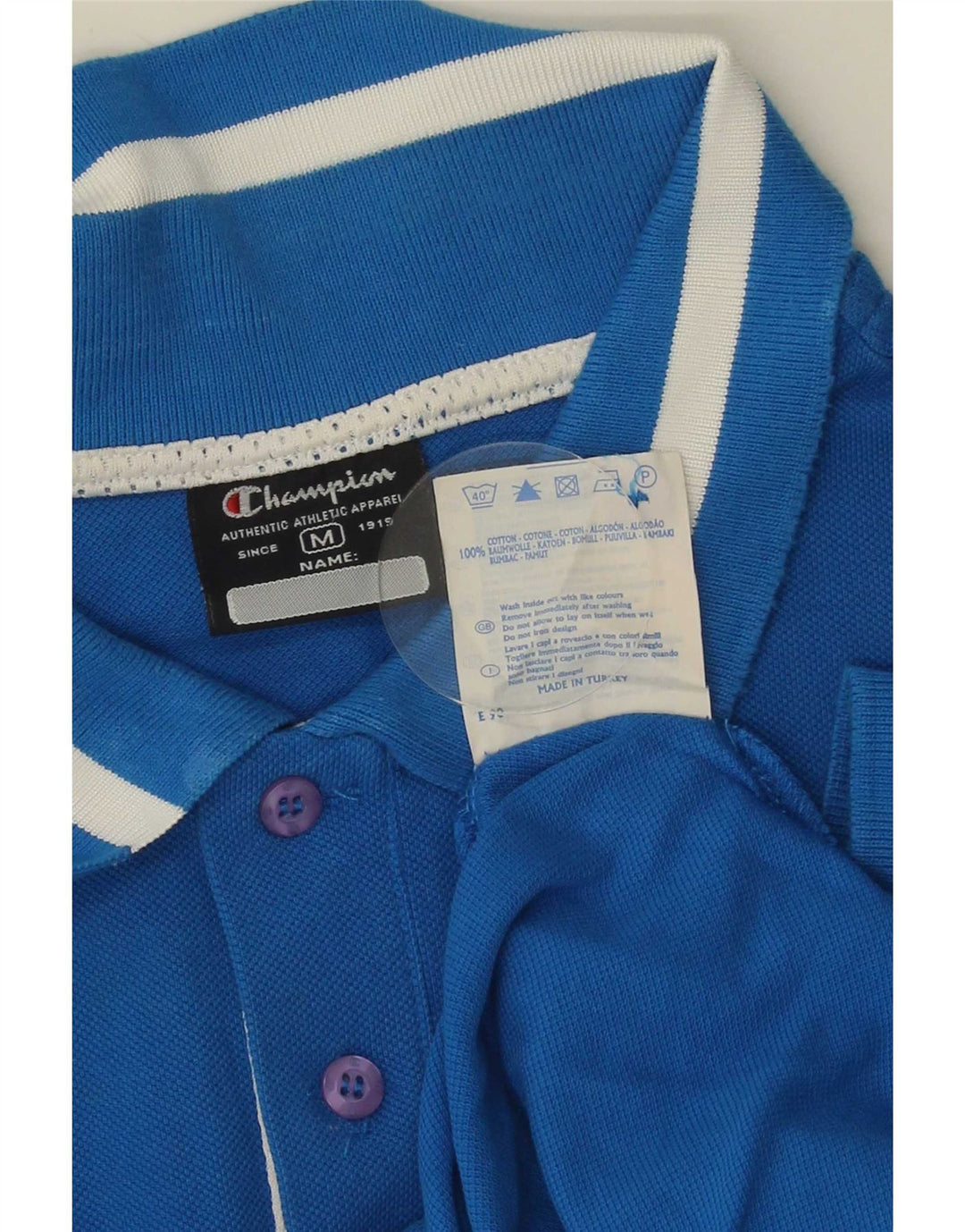 Champion Polo De Algodón A Rayas Azul Medio Para Hombre
