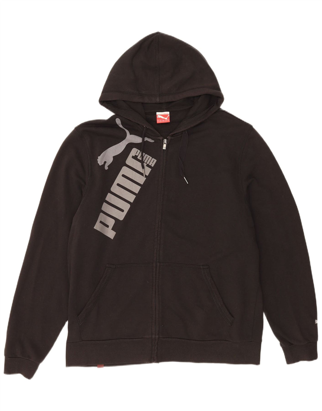 PUMA Sudadera con capucha y cremallera gráfica para hombre XL Algodón negro