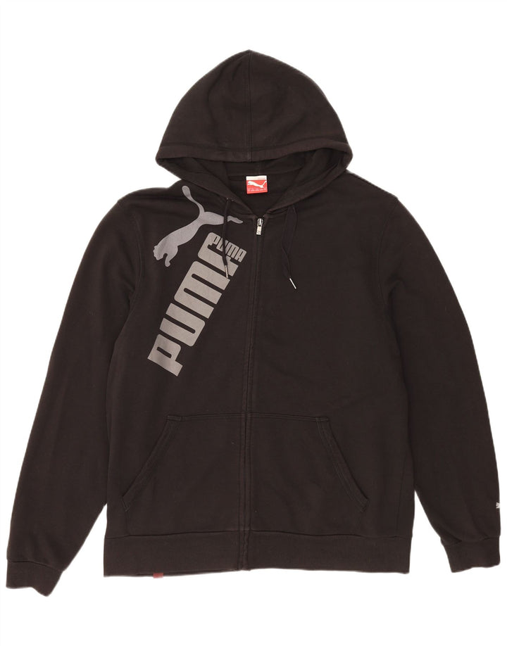 PUMA Sudadera con capucha y cremallera gráfica para hombre XL Algodón negro