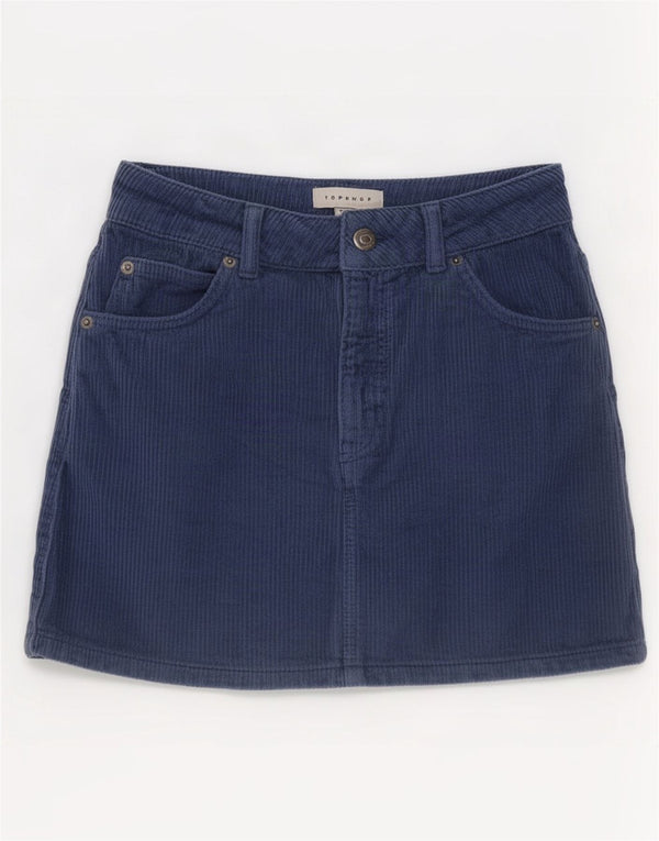 Topshop Minifalda de pana para mujer UK 4 XS W24 Algodón azul marino