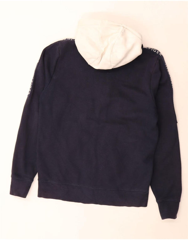 Tommy Hilfiger Sudadera con capucha y cremallera gráfica para hombre, talla pequeña, color azul marino