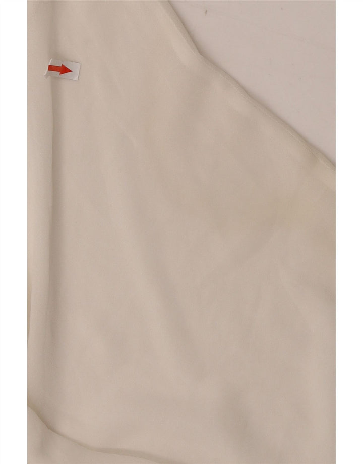 Zara Mujer Blusa Manga 3/4 Top UK 44 Medio Blanco Poliéster