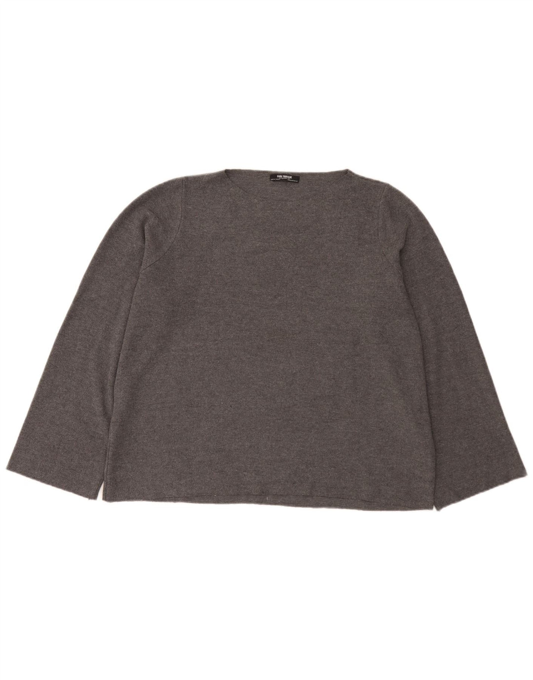 Zara Mujer Top Extragrande Manga Larga UK 44 Gris Medio