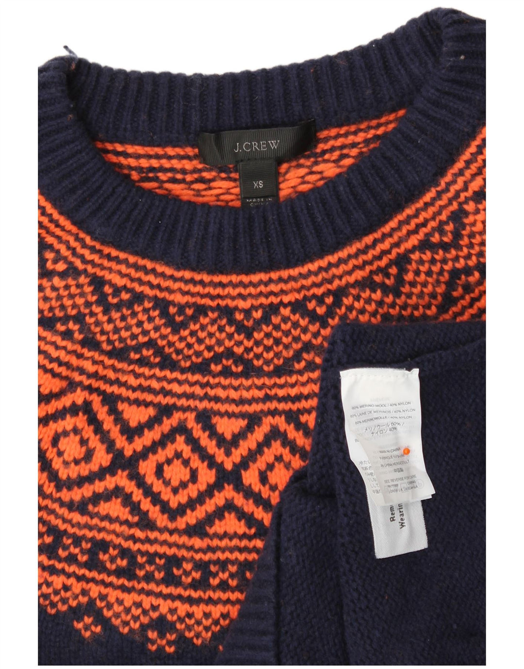 J. CREW Suéter tipo jersey con cuello redondo para mujer UK 6 XS Azul marino Fair Isle