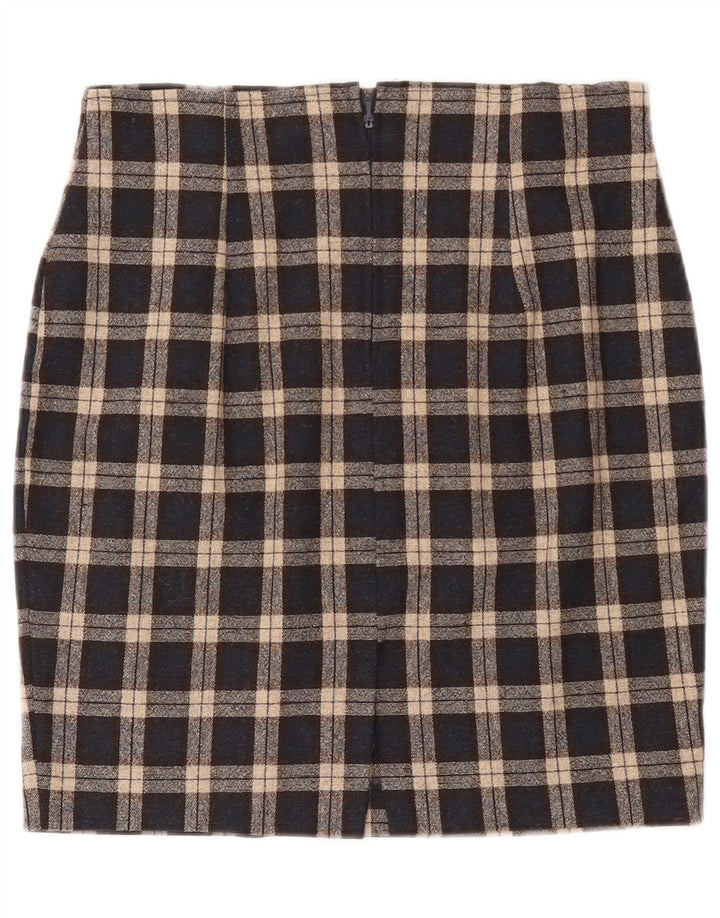 Falda lápiz vintage para mujer W30 cheque negro medio